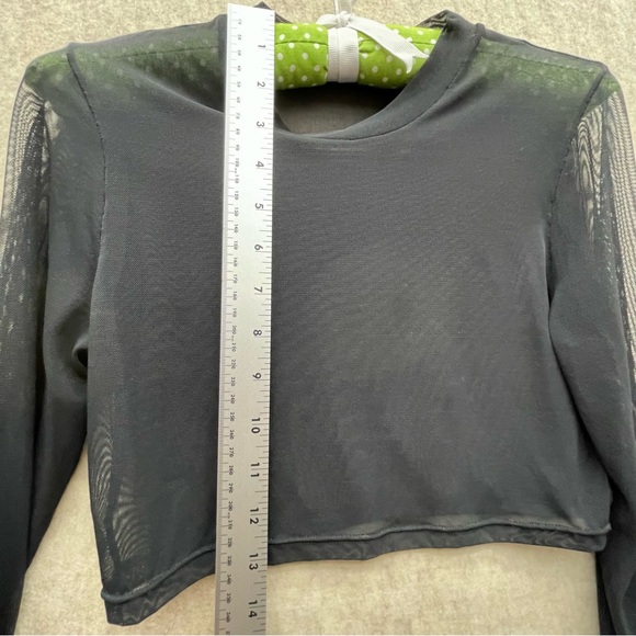 Junior SHEER Shrug Bare Midriff Cropped Crop Top Long Sleeves L - Picture 4 of 4